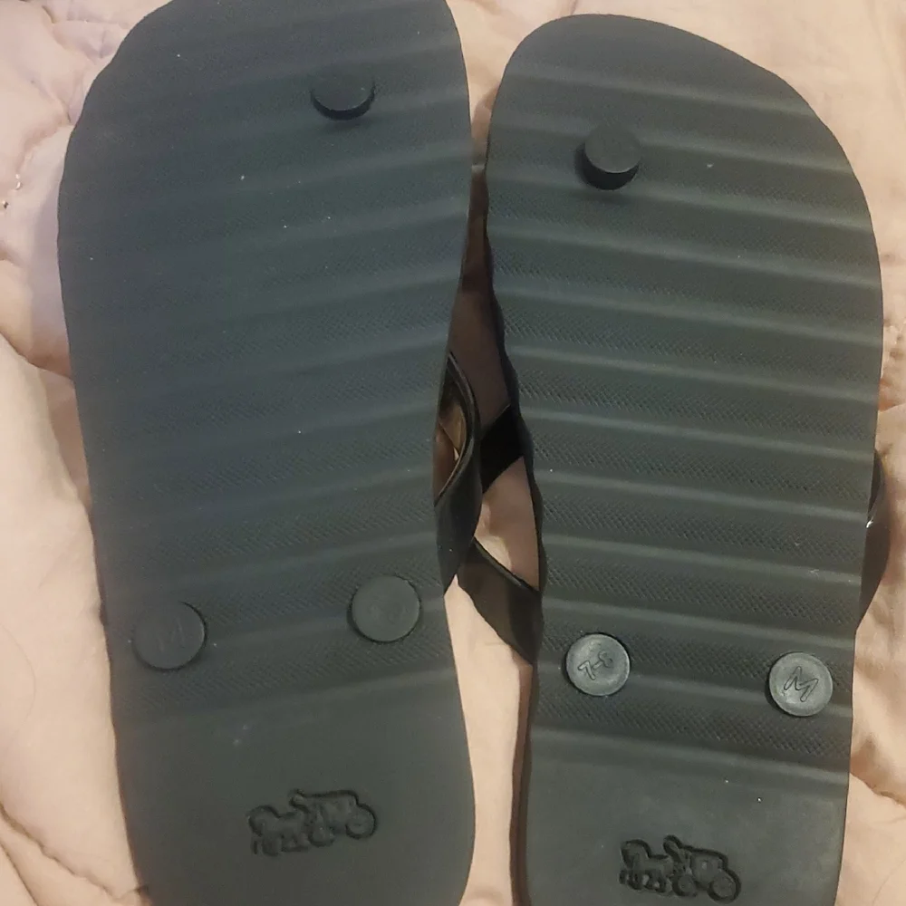 Coach Black Sandals with Gold Accents - Picture 4 of 11